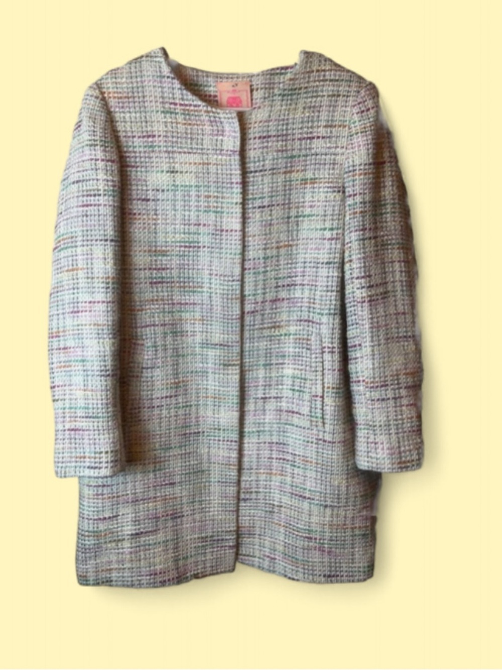 Vilagallo Colorful Tweed Blazer Style Longline Jacket Size 46/ US L